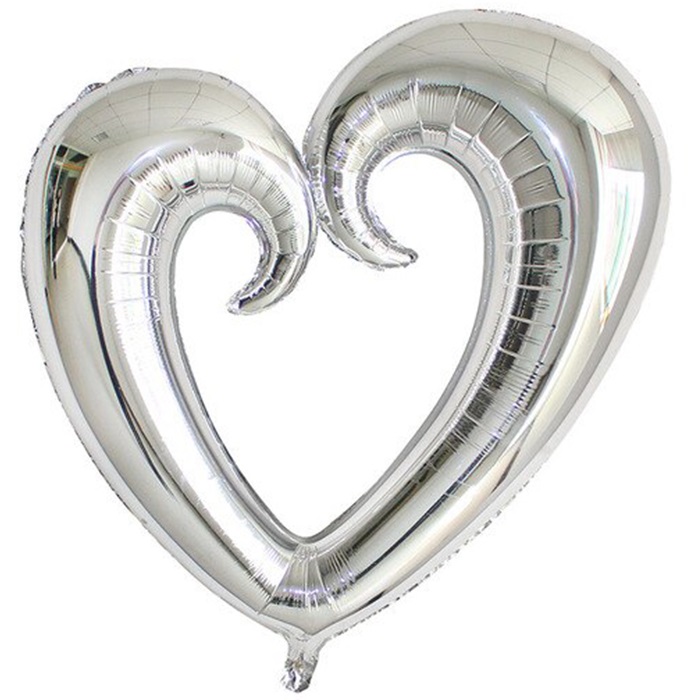 Gümüş Renkli İçi Boş Kalp Folyo Balon