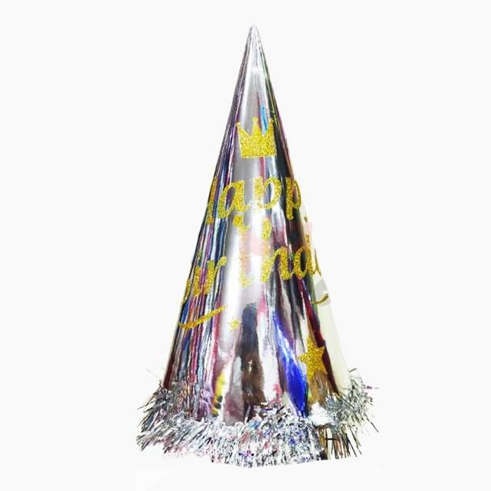 Gümüş Happy Birthday Parti Şapka