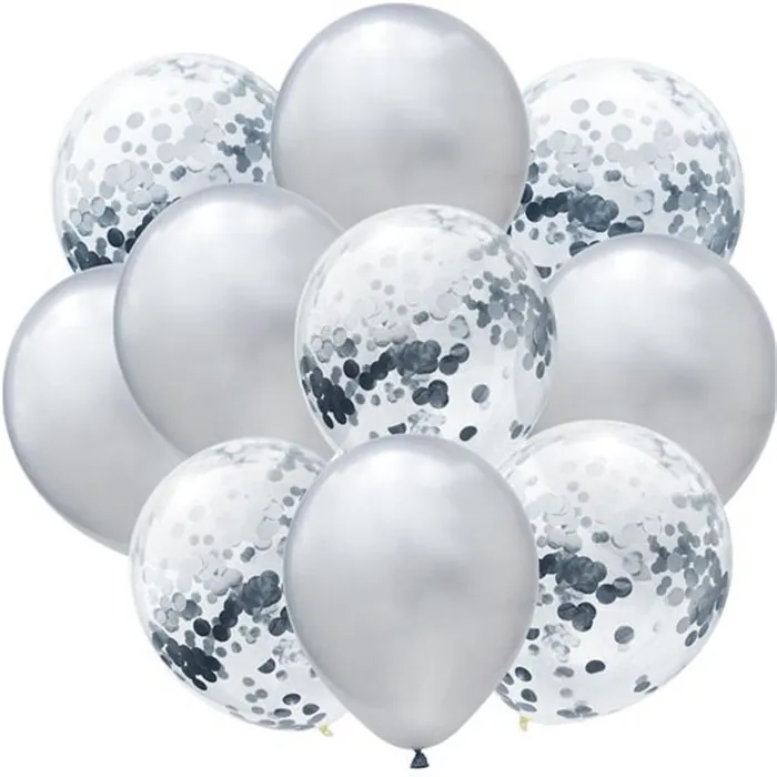 Metalik Gümüş Konfetili Balon