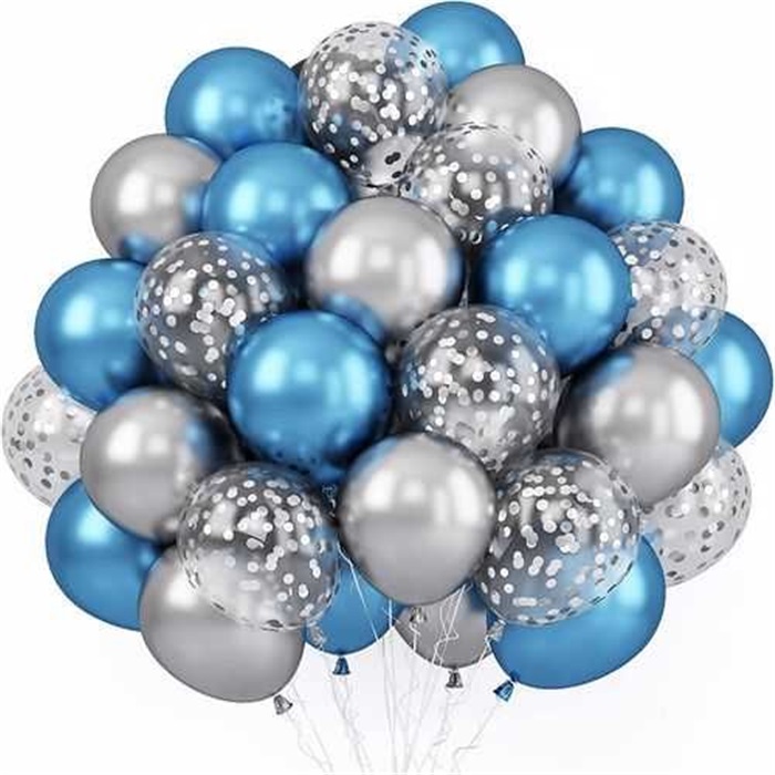 Gümüş Mavi Krom Uçan Balon
