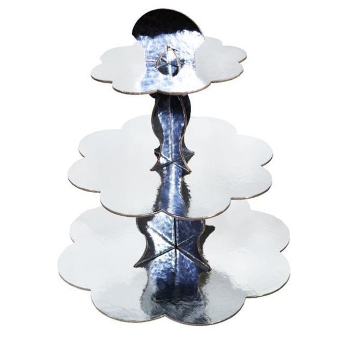 Metalik Gümüş Kek Standı