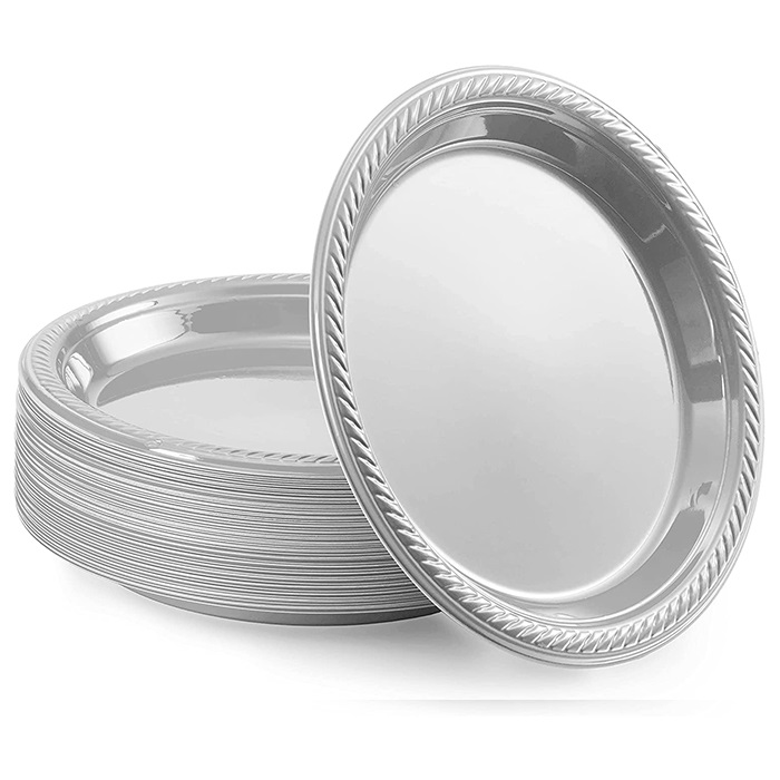 Gümüş Plastik Tabak 10 Adet