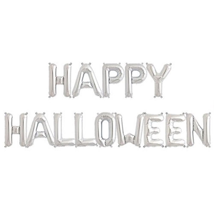 Gümüş Renk Happy Halloween Folyo Balon