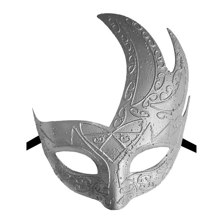 Gümüş Renk Plastik Balo Maskesi Motifli