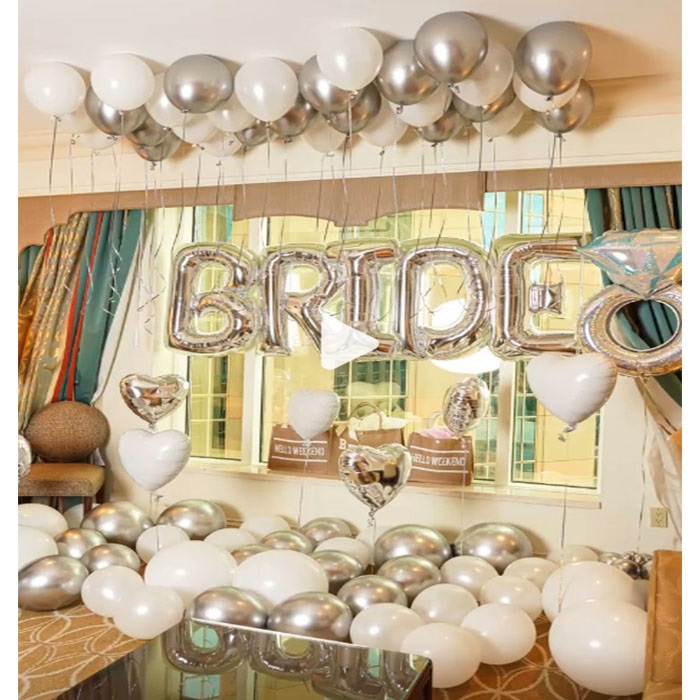 Gümüş Renkli Bekarlığa Veda Partisi Oda Süsleme
