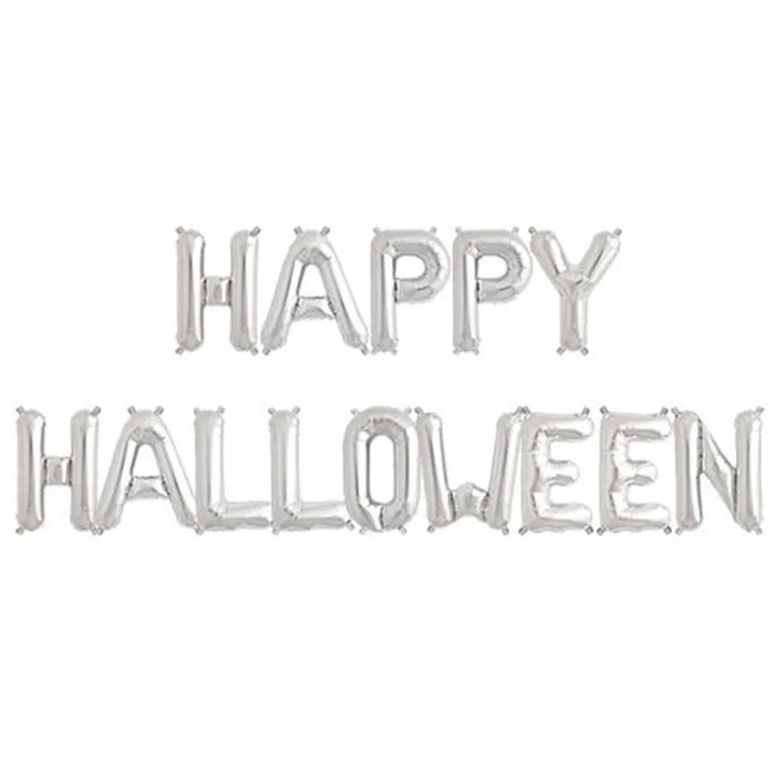 Gümüş Renkli Happy Halloween Folyo Balon Seti