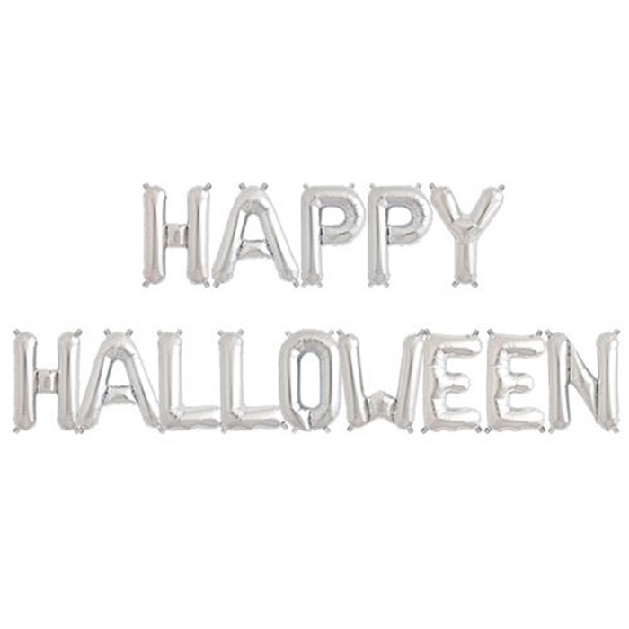Gümüş Renkli Happy Halloween Folyo Balon