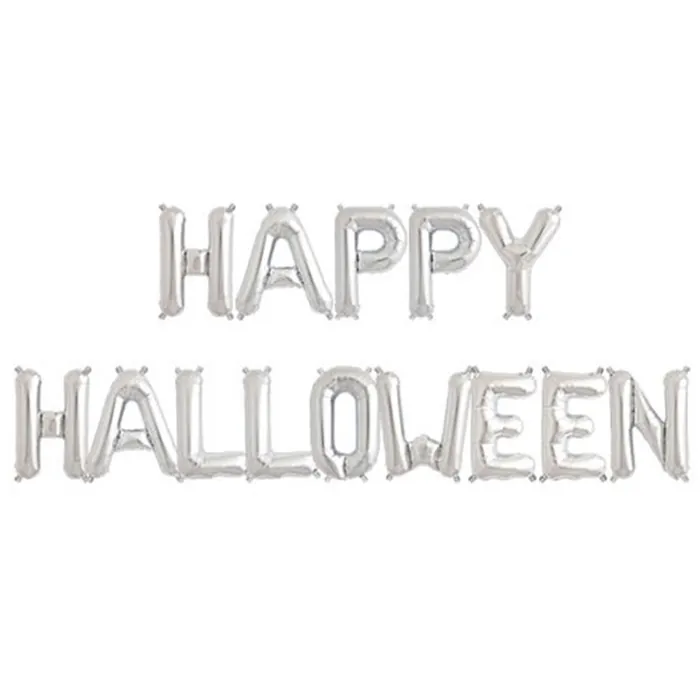 Gümüş Renkli Happy Halloween Folyo Balon