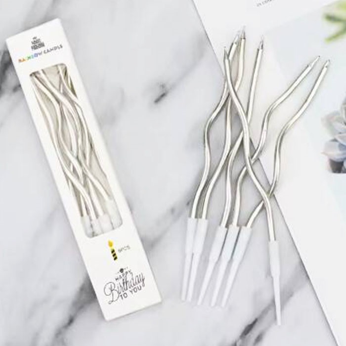 Gümüş Renkli Kıvrık Pasta Mumu