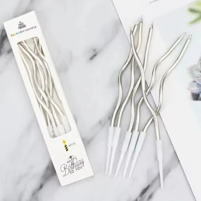Gümüş Renkli Kıvrık Pasta Mumu