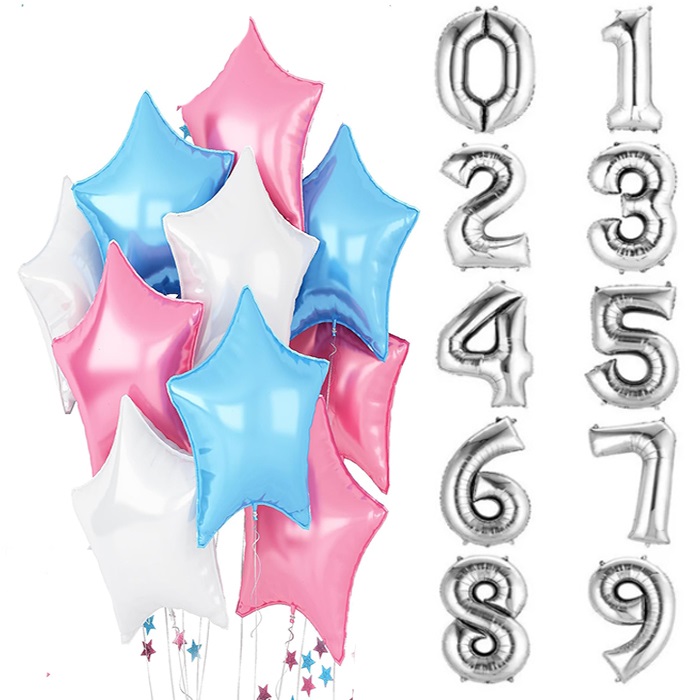 Gümüş Renkli Rakam Balon Seti