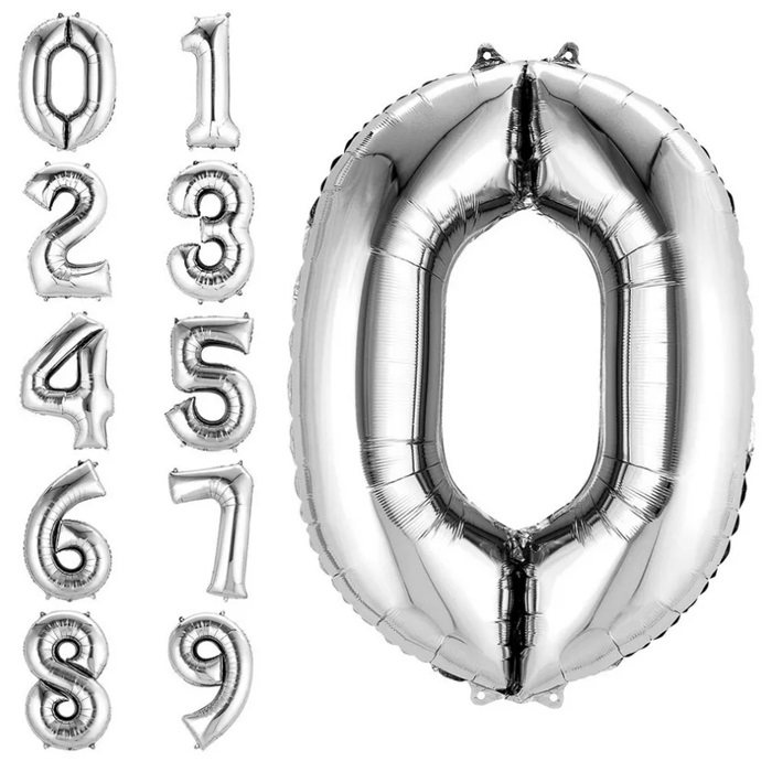 Gümüş Renkli Rakam Folyo Balon