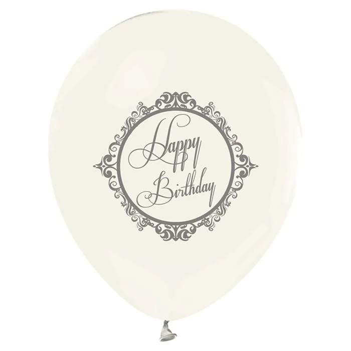 Şeffaf Gümüş Happy Birthday Balon