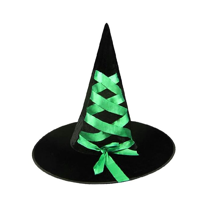 Cadılar Bayramı Yeşil Fiyonklu Cadı Şapka