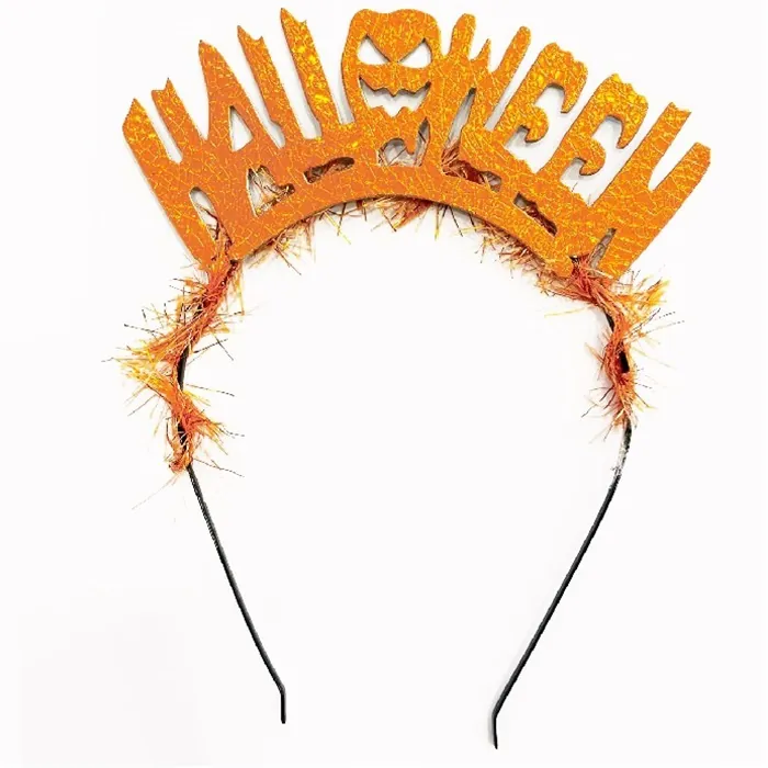 Turuncu Renkli Halloween Yazılı Taç