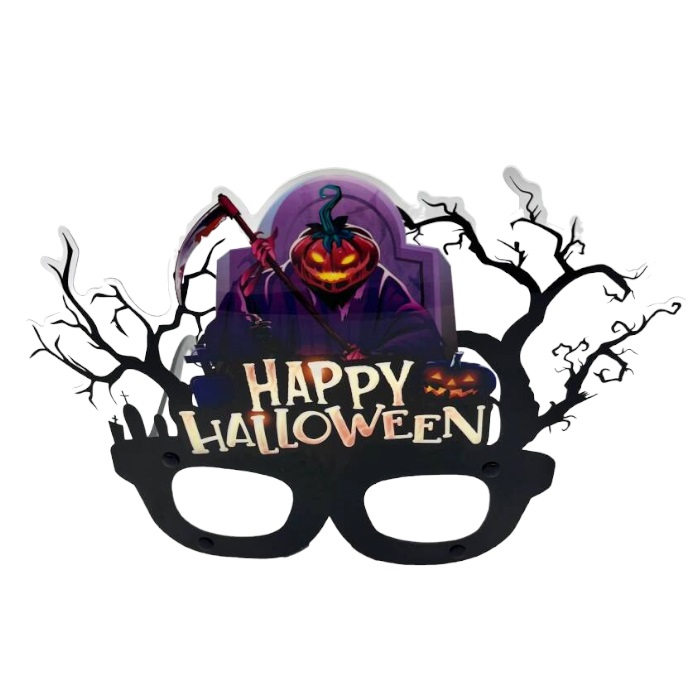 Halloween Pvc Kaplı Gözlük Mor Bal Kabaklı Model