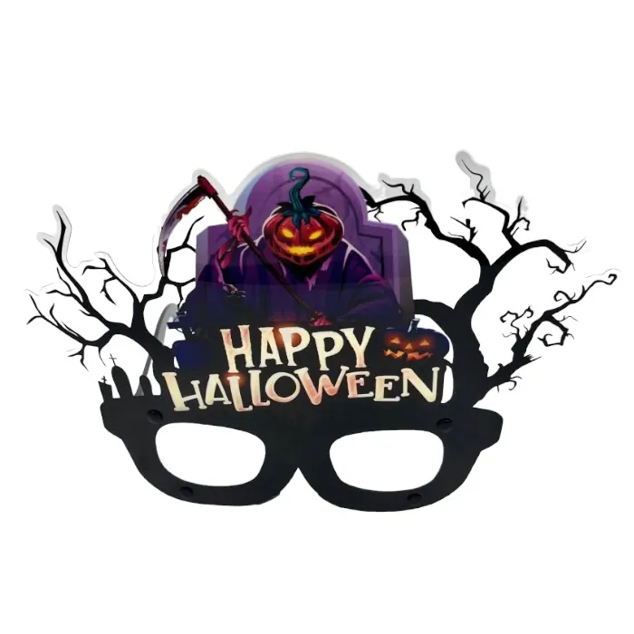Halloween Pvc Kaplı Gözlük Mor Bal Kabaklı Model