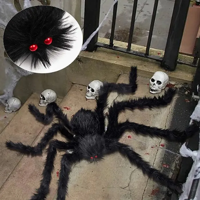 Halloween Siyah Peluş Örümcek