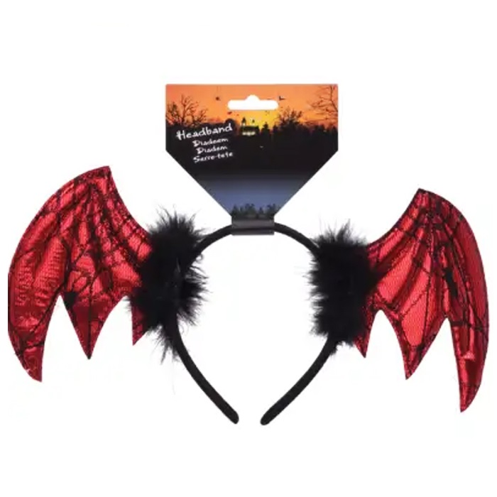 Halloween Kırmızı Renkli Yarasa Taç