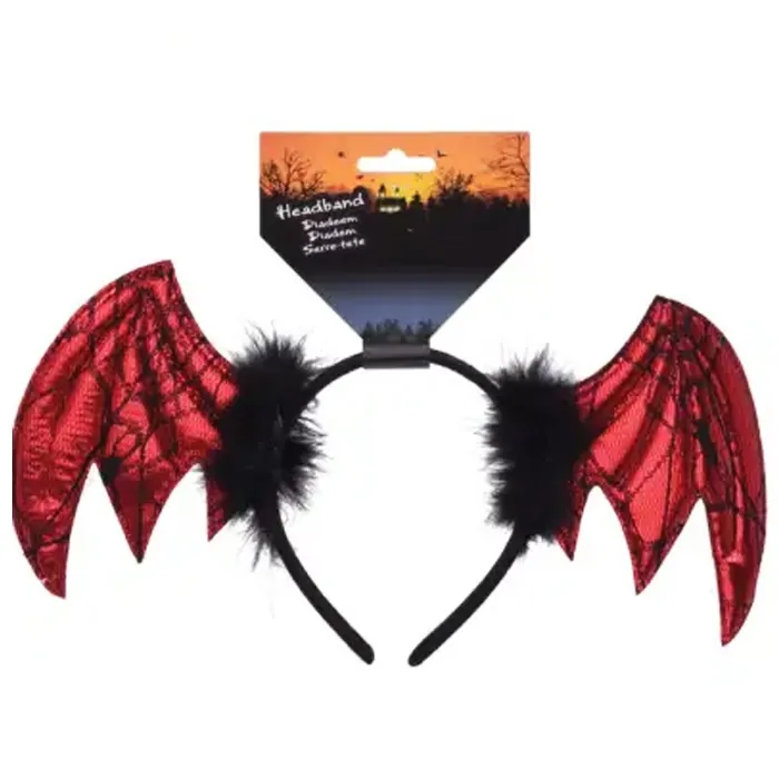 Halloween Kırmızı Renkli Yarasa Taç