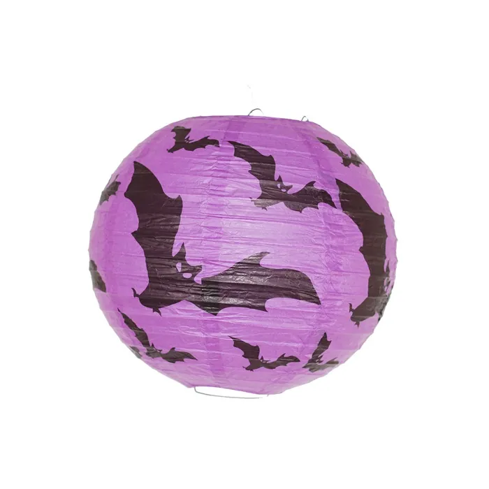 Halloween Yarasa Baskılı Japon Feneri 