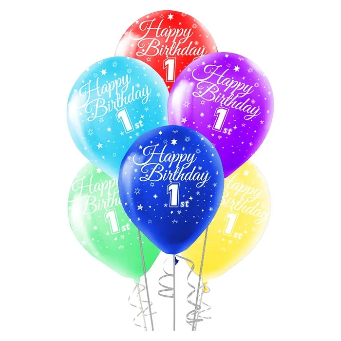 Happy Birthday 1 Yaş Baskılı Karışık Balon