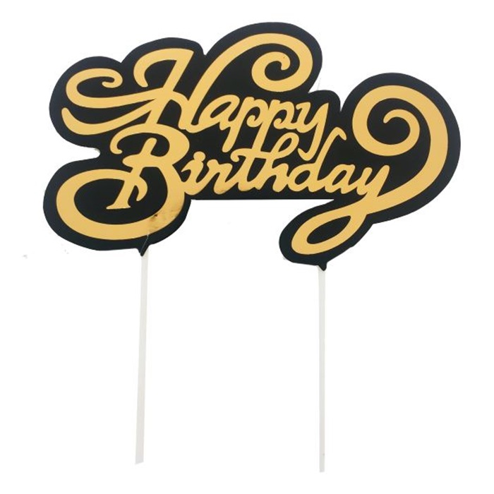 Happy Birthday Altın Renkli Pasta Süsü