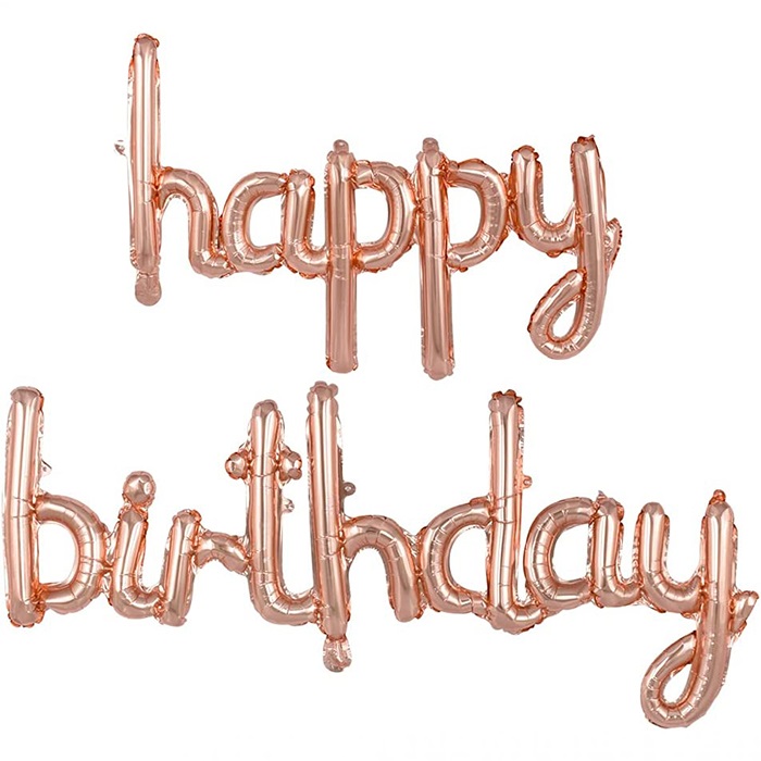 Rose Gold El Yazılı Happy Birthday Folyo Balon