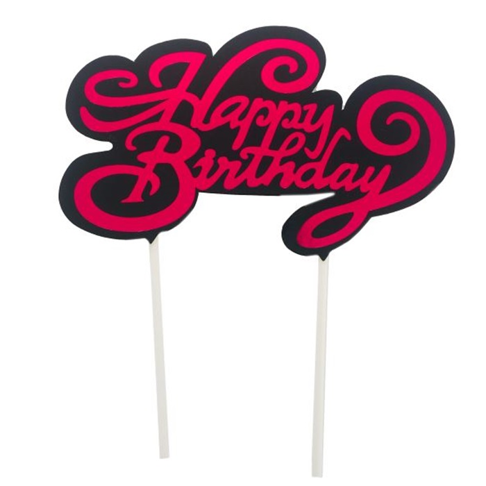 Happy Birthday Fuşya Pasta Süsü