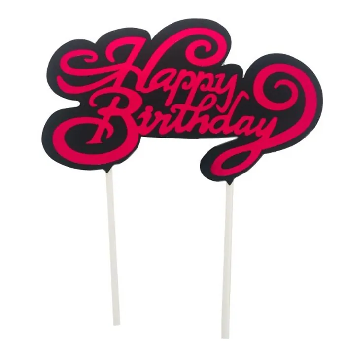 Happy Birthday Fuşya Pasta Süsü