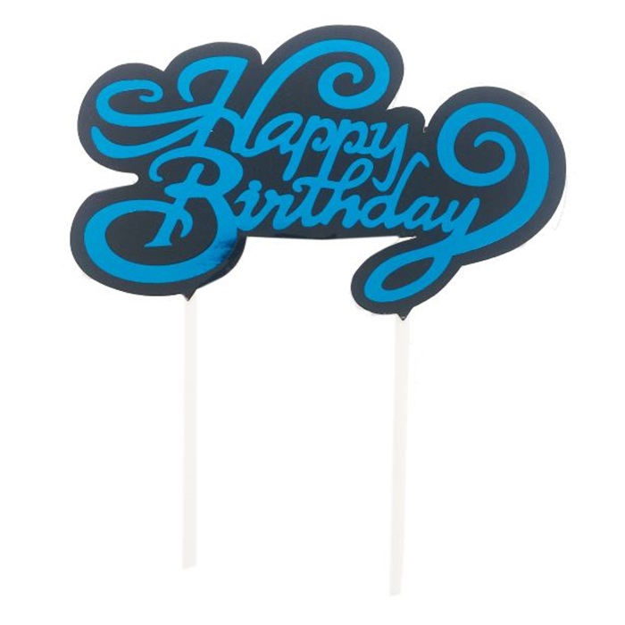 Happy Birthday Mavi Renkli Pasta Süsü