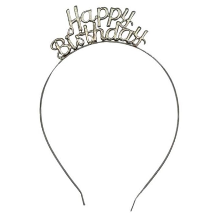 Happy Birthday Gümüş Renkli Metal Taç