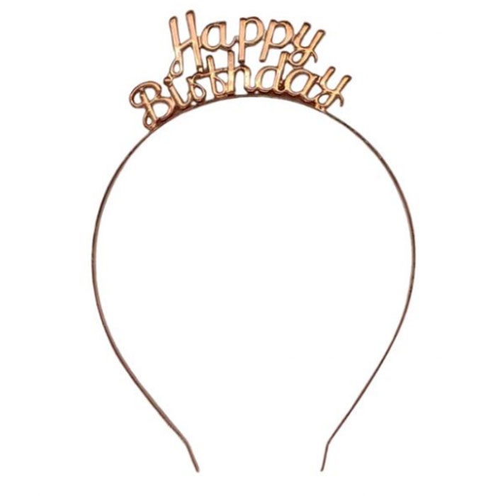 Happy Birthday Rose Gold Renkli Metal Taç