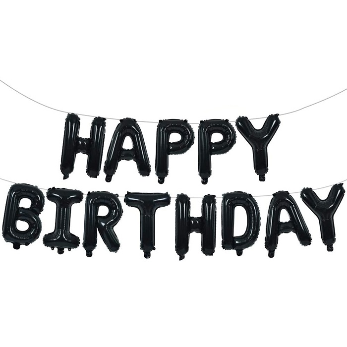 Happy Birthday Siyah Folyo Balon