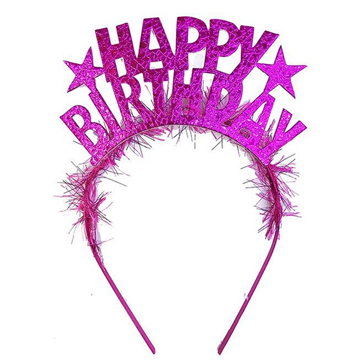 Fuşya Renkli Happy Birthday Taç