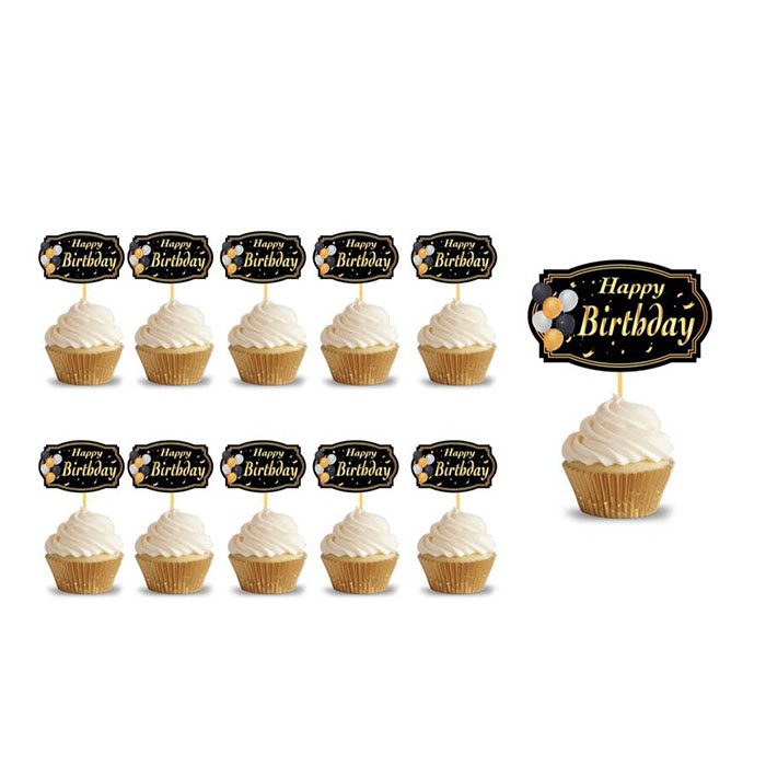 Happy Birthday Varaklı Siyah Kürdan Süs