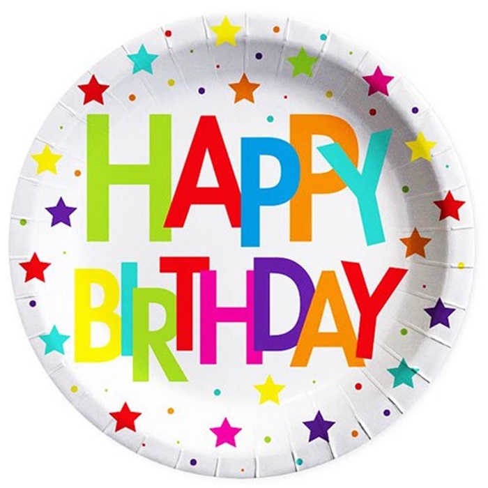 Happy Birthday Yıldızlar Karton Tabak