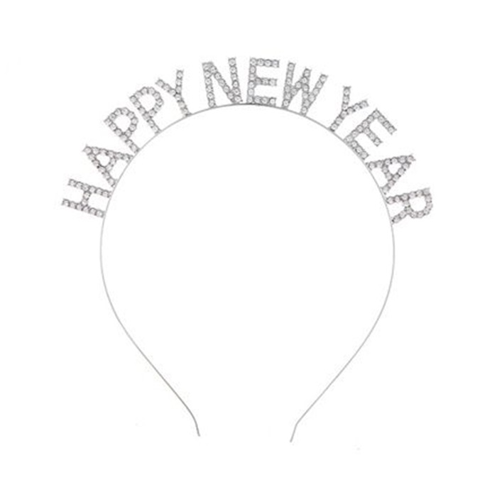 Gümüş Happy New Year Metal Taç