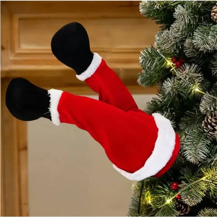 Hareketli Yılbaşı Ağaç Dekoru Noel Baba Bacakları