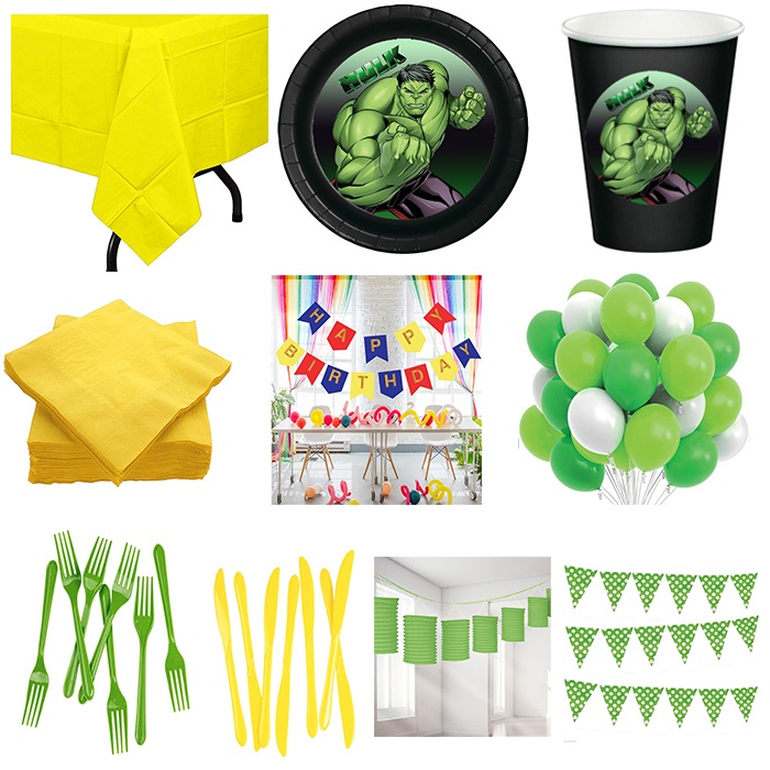 Hulk Temalı Parti Seti 24 Kişilik