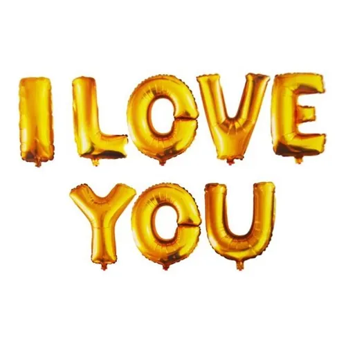 I Love You Folyo Balon Gold
