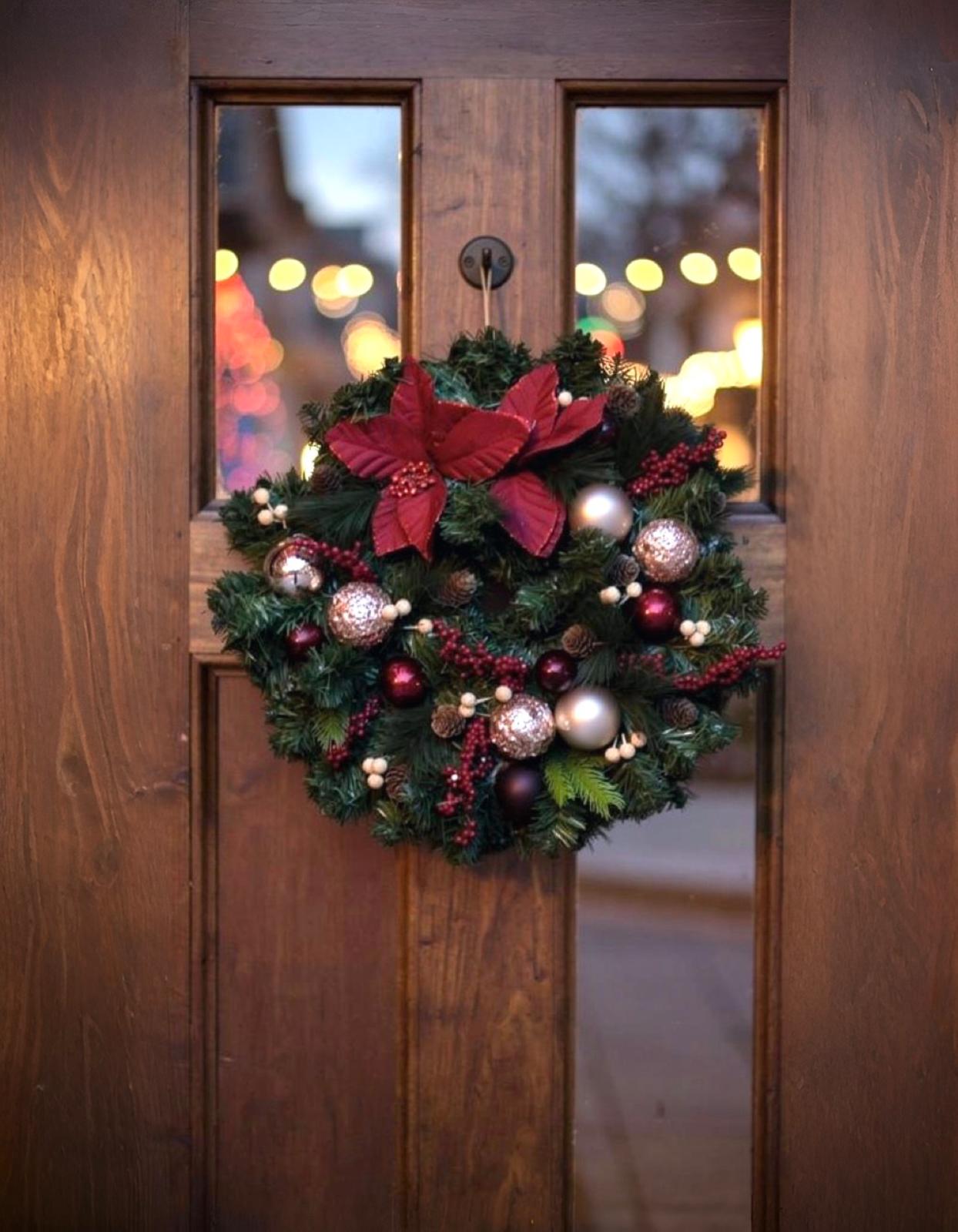 Yılbaşı Kapı Süsü Yuvarlak Kapı Çelengi 45 cm