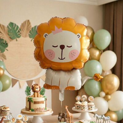 Safari Konseptli Sevimli Aslan Folyo Balon