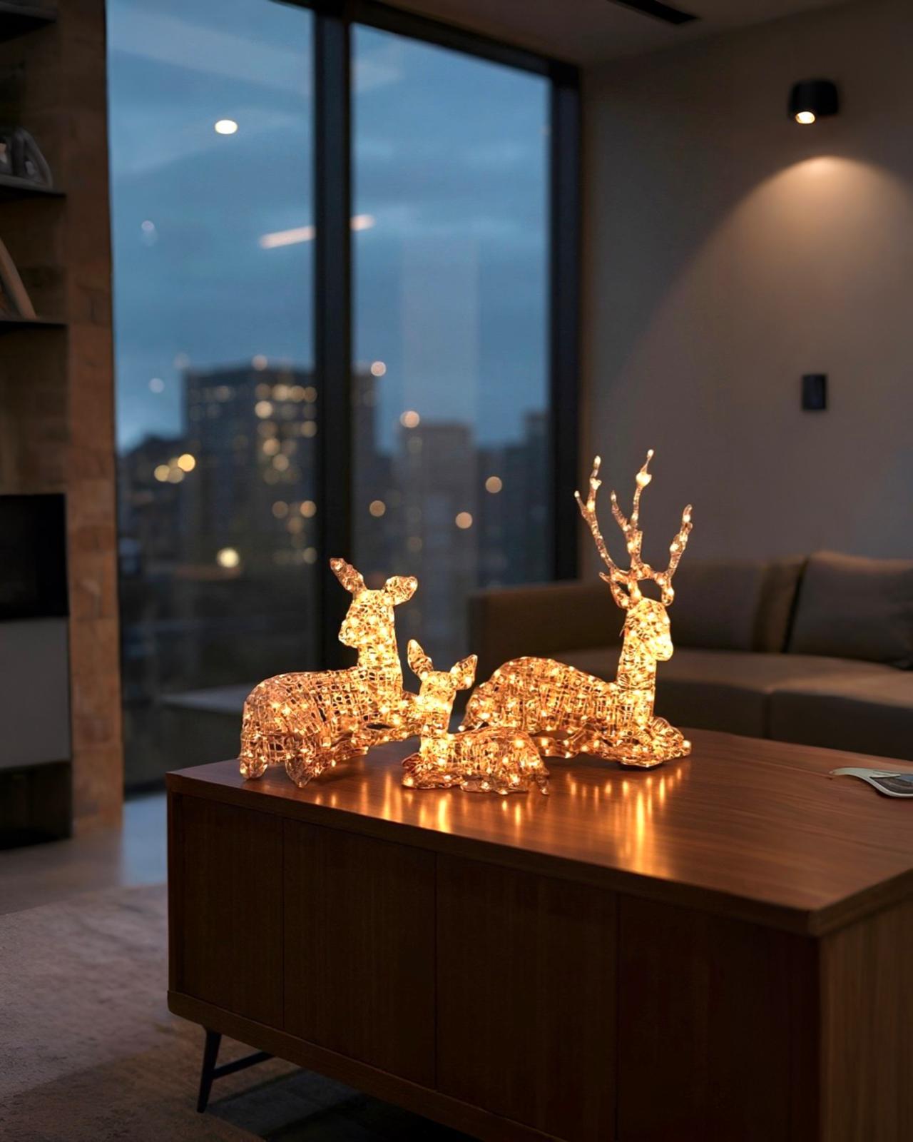 Yılbaşı 3 lü Geyik Ailesi 375 ledli