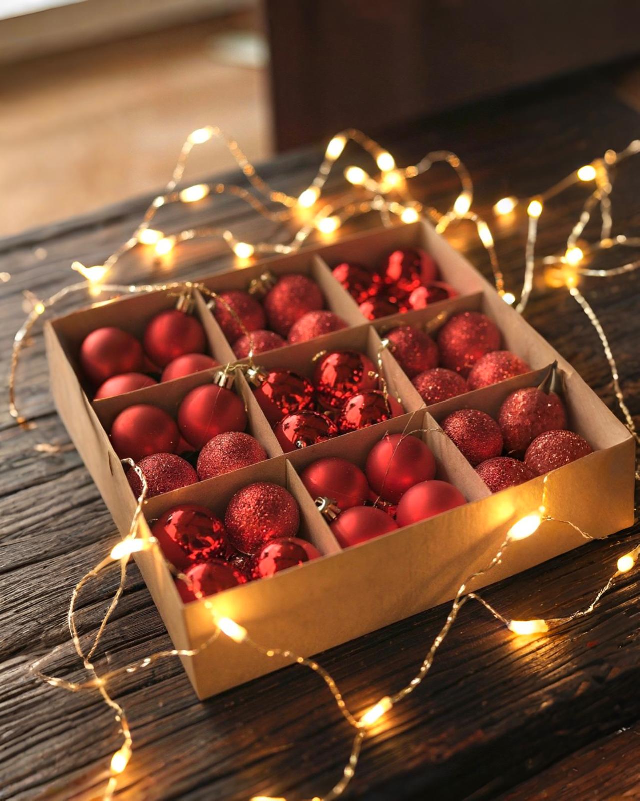 Yılbaşı Ağacı Kırmızı Karışık Top Süs 72 li