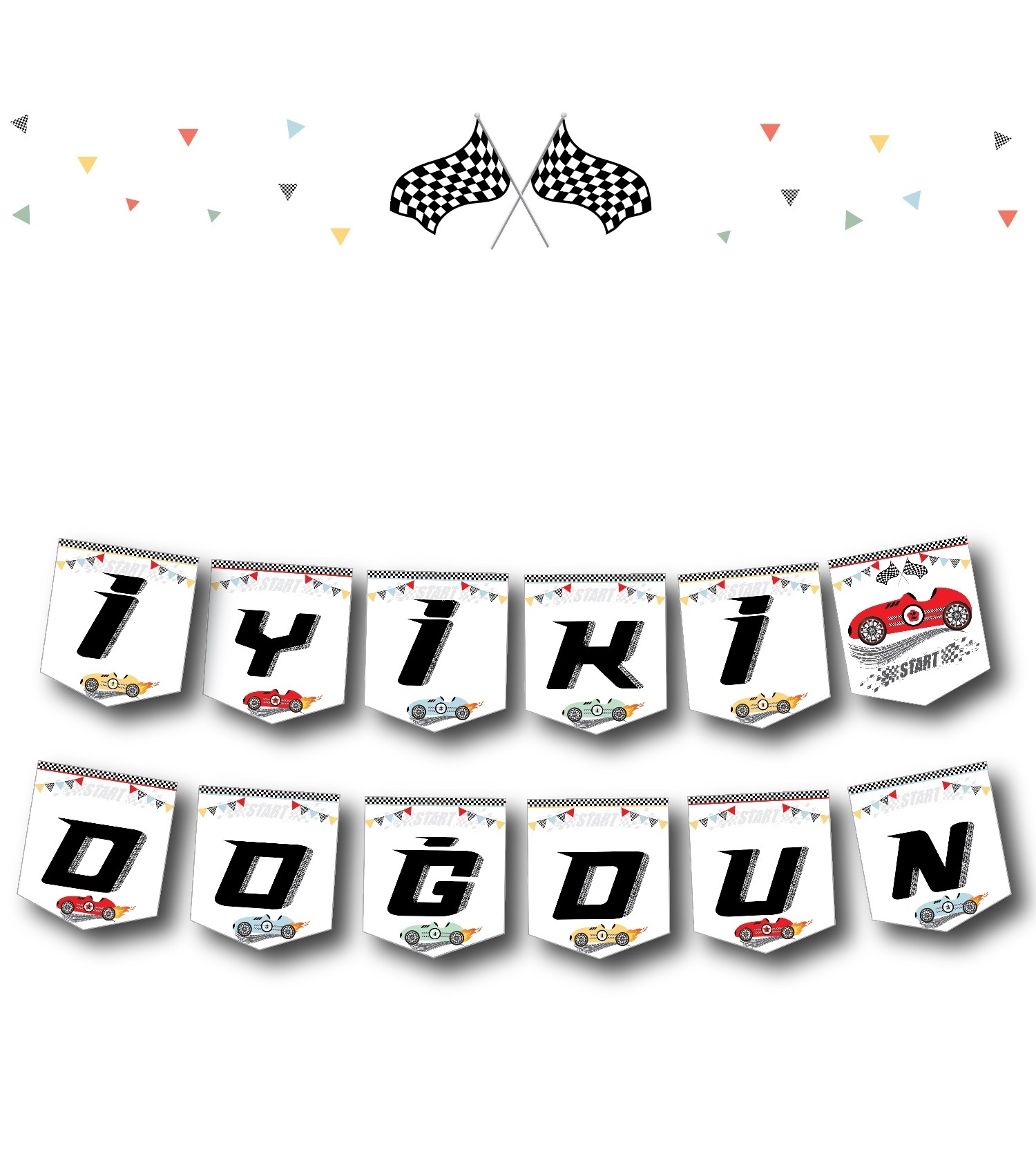 Yarış Arabaları Temalı İyi Ki Doğdun Yazı Banner