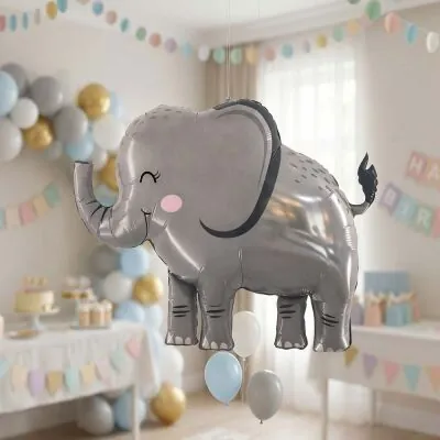 Gri Sevimli Fil Şekilli Folyo Balon