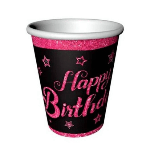 Pink Stars Happy Birthday Karton Bardak