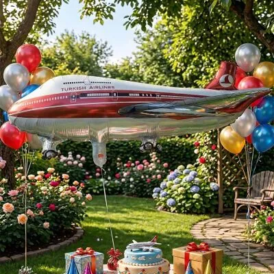 THY Temalı Uçak Şekilli Folyo Balon
