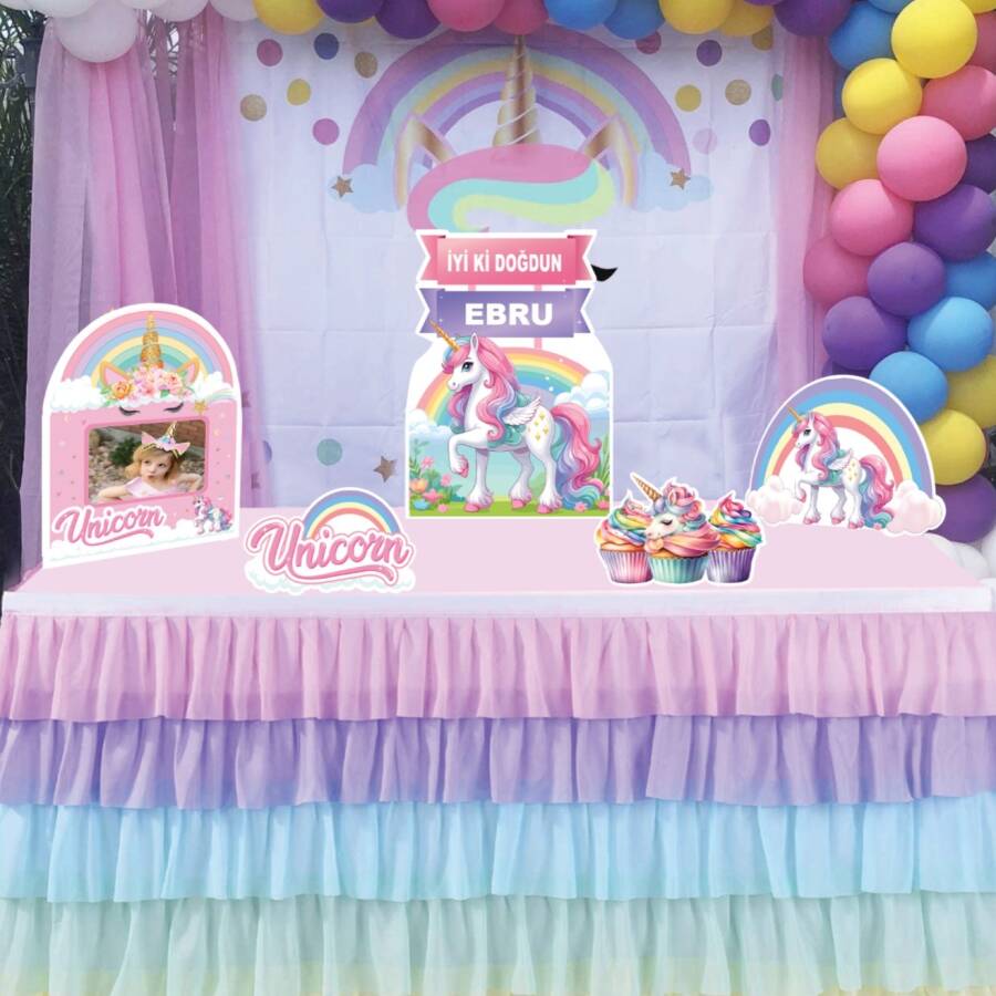 Dekoratif Kişiye Özel Ayaklı Pano Seti Unicorn 5 Parça